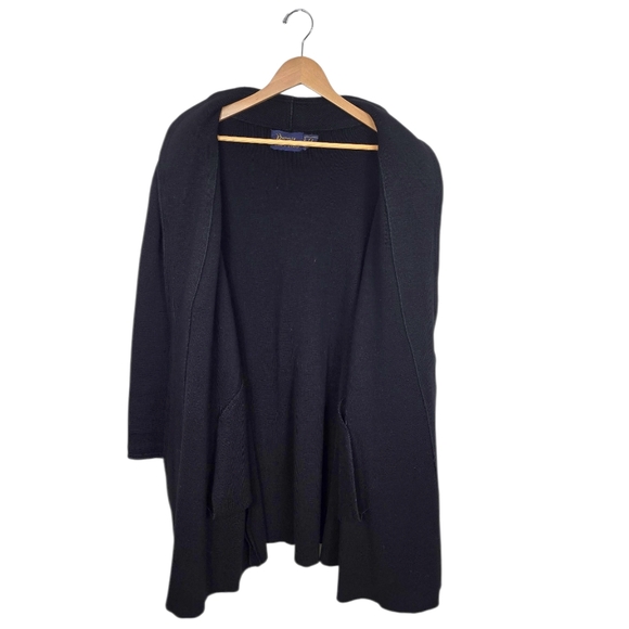 Vintage Bonnie Lee Leroy Black Wool Knit Car Coat Oversized Open Front - Picture 10 of 12